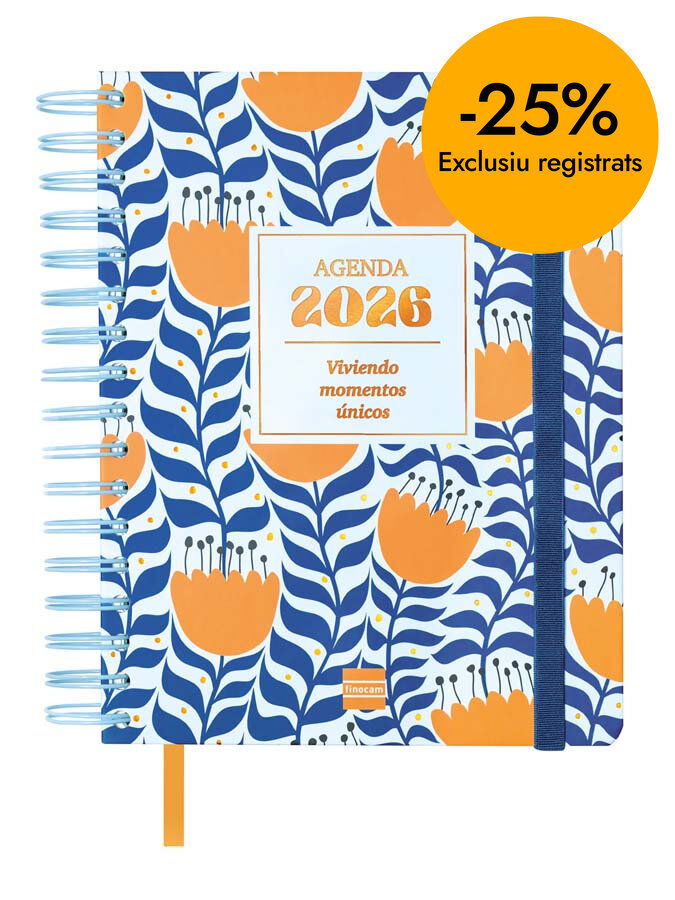 Agenda Finocam 16 mesos Vitae 1/4 setm/vista cas 2025-26 blau