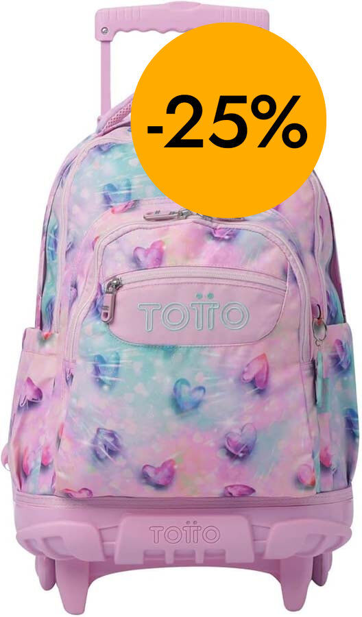 Motxilla amb rodes Totto Renglones Shiny Heart