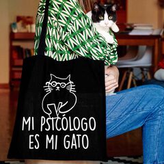 Tote bag ''Mi psicólogo es mi gato''
