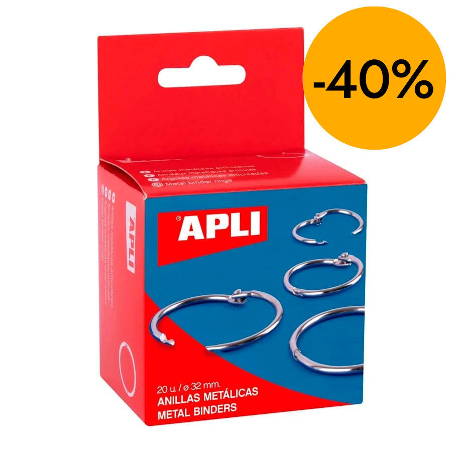 Anelles met&agrave;l&middot;liques 32mm Apli 20u