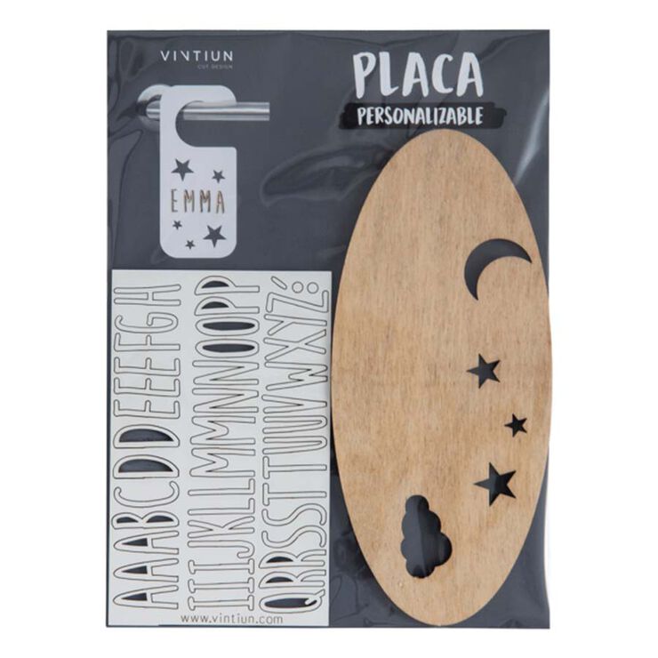 Placa decorativa personalizable Luna kraft