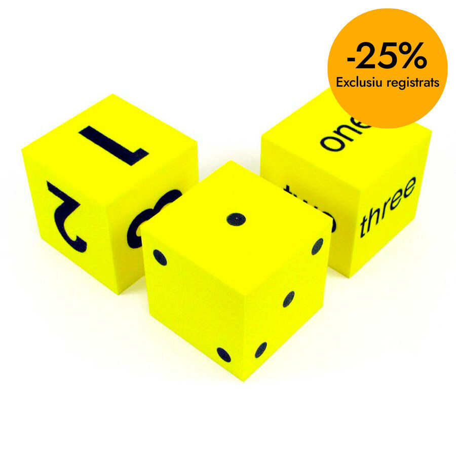 Dado 6 caras amarillo 3 unidades