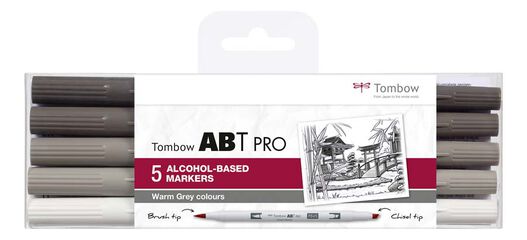 Rotulador Tombow Abt Pro Dual Brush grises cálidos 5 colores