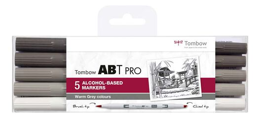 Retolador Tombow Abt Pro Dula Brush grisos càlids 5 colors