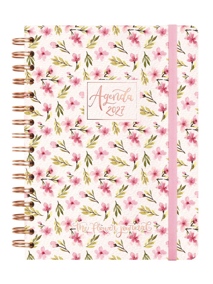Agenda Finocam Flower Journal Setmana Vista Horitzontal 2027 Castell&agrave; Rosa