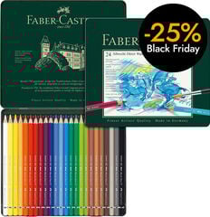 Llapis aquarel·lable Faber-Castell 24 colors estoig metall
