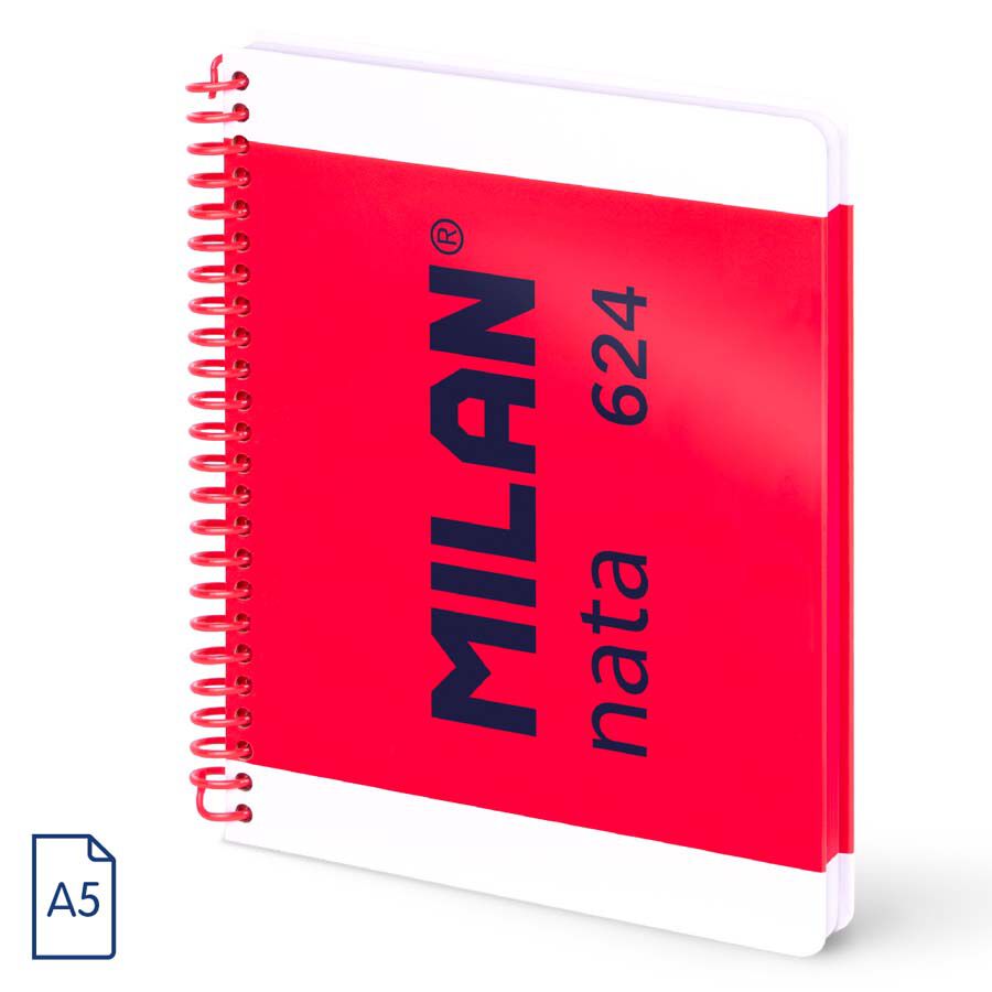 Libreta A5 espiral 80 hojas 5x5mm Milan Nata 624 rosa