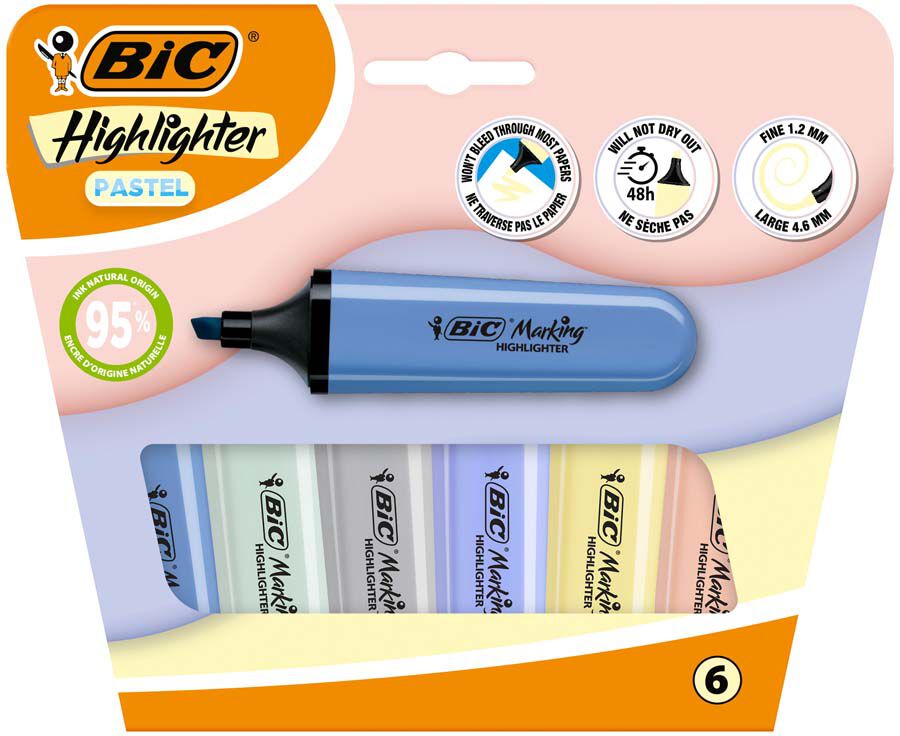 Marcador fluorescent Pastel Mineral Flat 6 colors