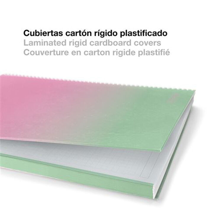 Notebook A4 Tapa Extra Dura 80 Hojas 5 &times; 5 Gradient Rosa y Menta