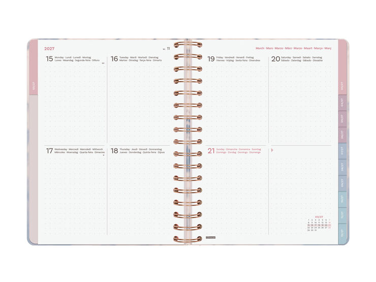Agenda Finocam Optimal Semana Vista Horizontal 2027 Multiling&uuml;e Gris
