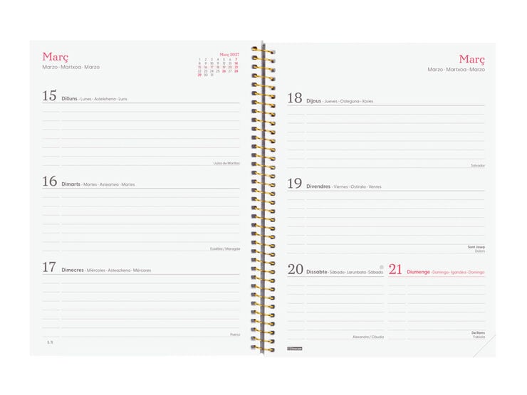 Agenda Finocam Design Collection Semana Vista Horizontal 2027 Catal&aacute;n Lema