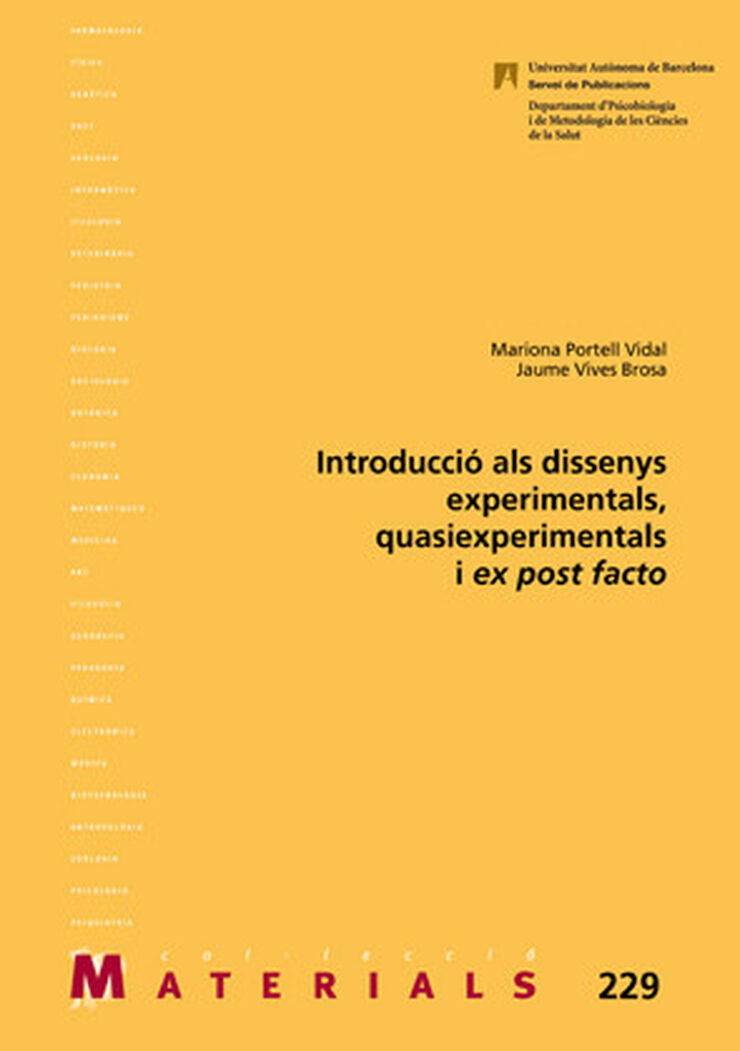 Introducció als dissenys experimentals, quasiexperimentals i ex post factor