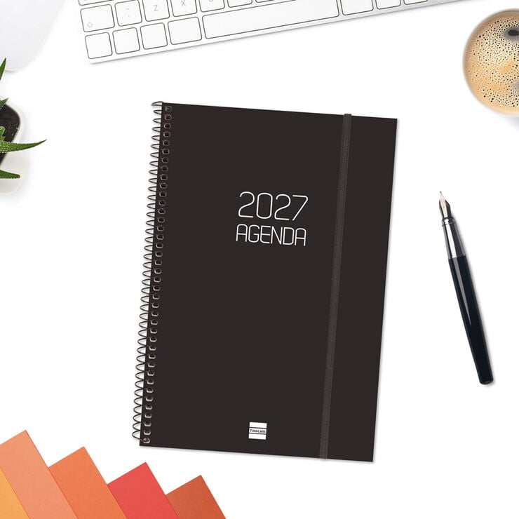 Agenda Finocam Opaque Semana Vista Vertical 2027 Catal&aacute;n Negro