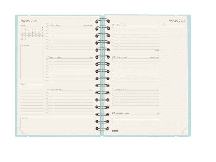 Agenda Finocam 16 mesos Haiku E10 setm/vista cas 2025-26 blau