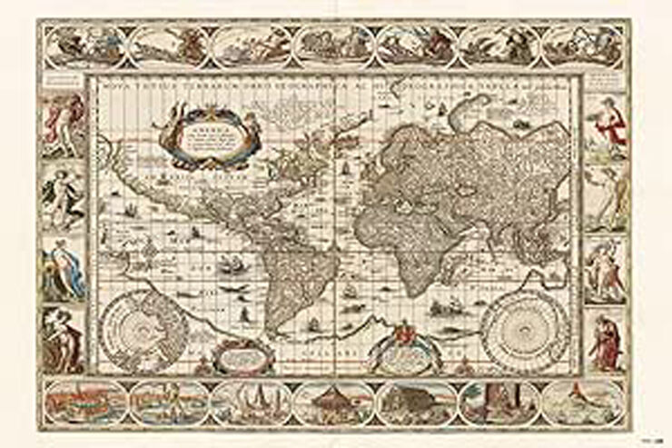 Póster de mapa del mundo antiguo