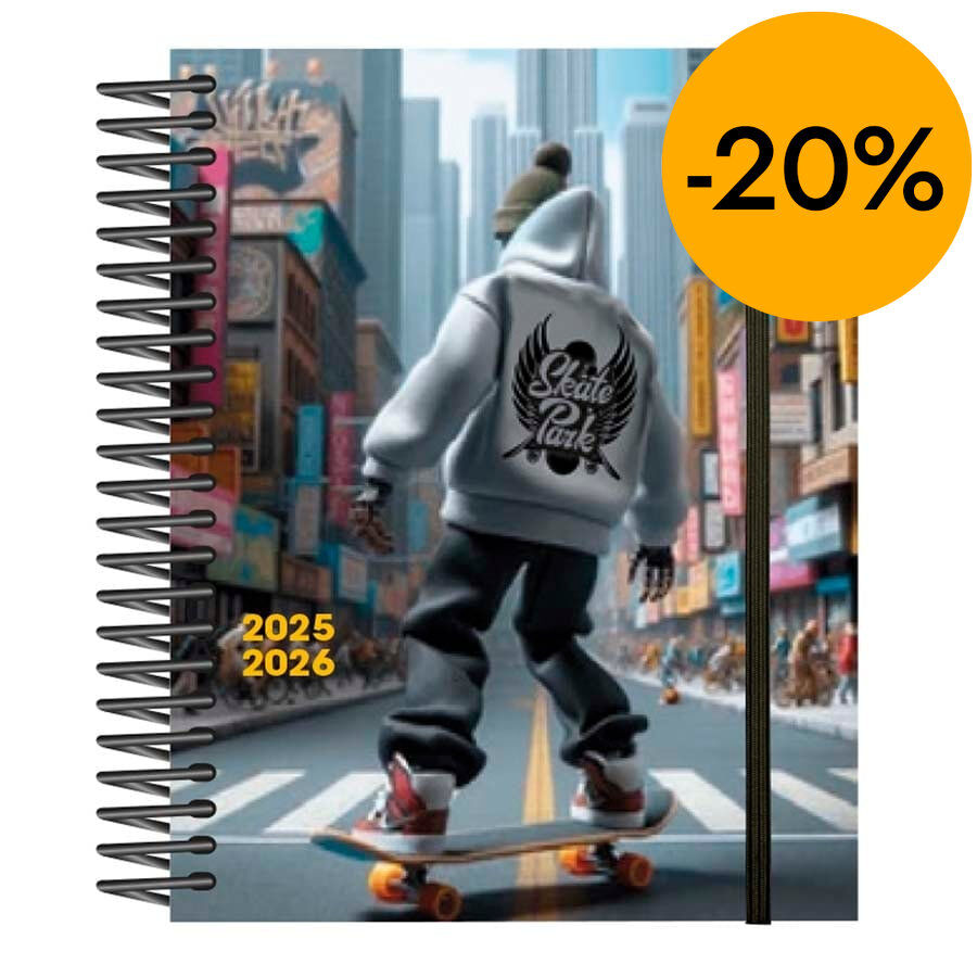 Agenda escolar Senfort 16 meses sem/vista catal&aacute;n 2025-26 Skateboard