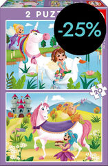 Puzle 2x20 piezas Unicornios y hadas