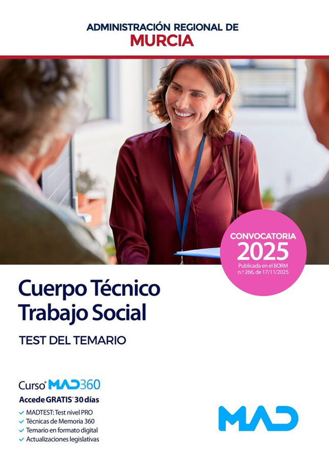Cuerpo T&eacute;cnico, opci&oacute;n Trabajo Social de la Administraci&oacute;n P&uacute;blica Regional de Murcia. Test del temario
