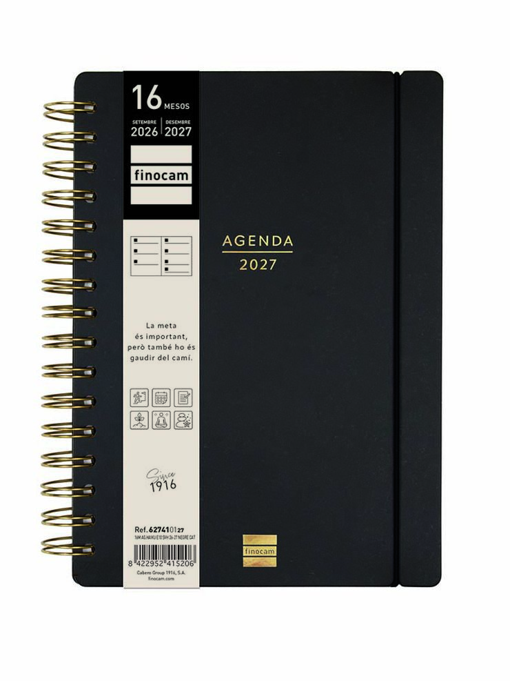 Agenda Finocam 16M Haiku E10 Sem/Vista Catal&aacute;n 2026-27 Negro
