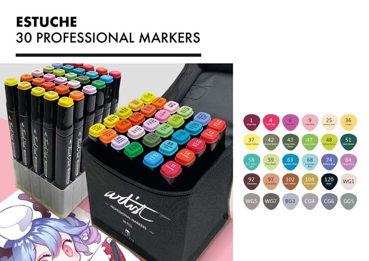 Estuche 30 Rotuladores alcohol Roymart Artist