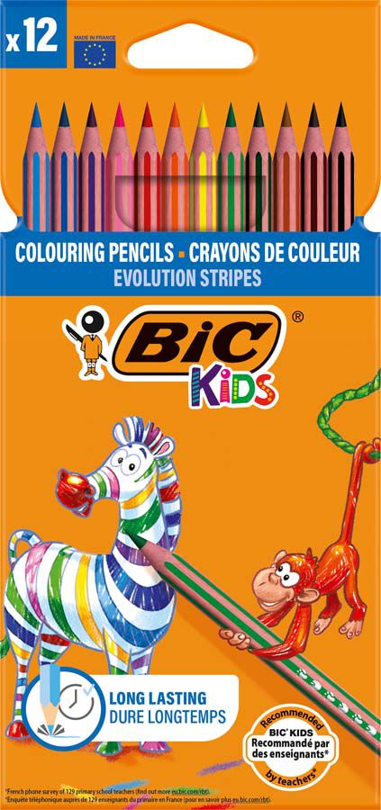 L&aacute;pices de colores&nbsp;BicKids Evolutions Stripes&nbsp;12 colores