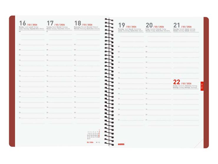 Agenda Finocam 16 mesos Ikon E10 setm/vista vertical mult 2025-26 burdeus