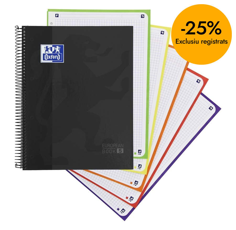 Notebook Oxford Europeanbook 5 A4+ 120 hojas 5x5 negro