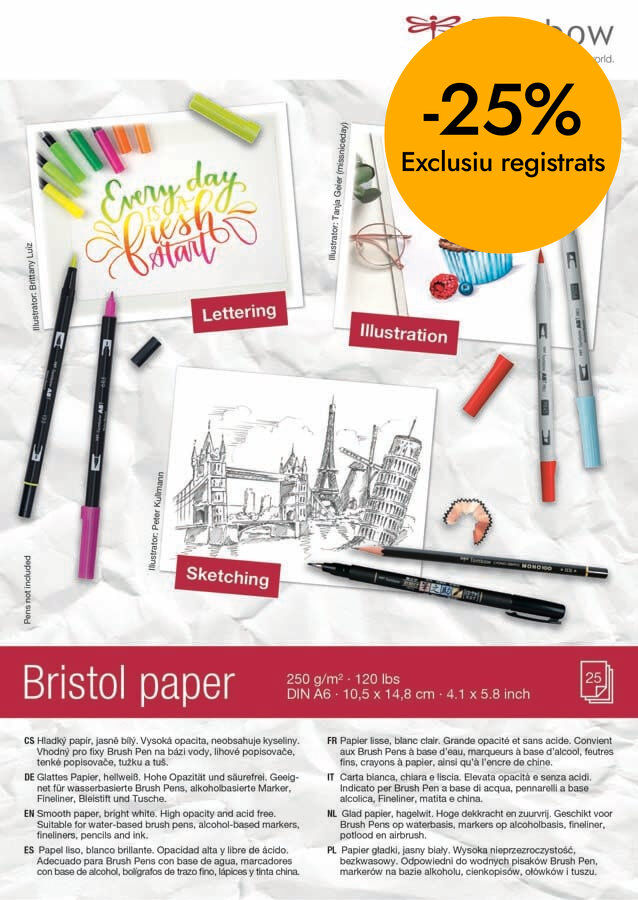 Bloc paper Bristol Lettering Tombow A6 250g 25 fulls