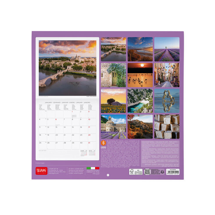 Calendario Legami 30x29 Pared Provence Multiling&uuml;e 2027