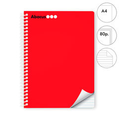 Libreta espiral Abacus A4 80 hojas raya horizontal rojo