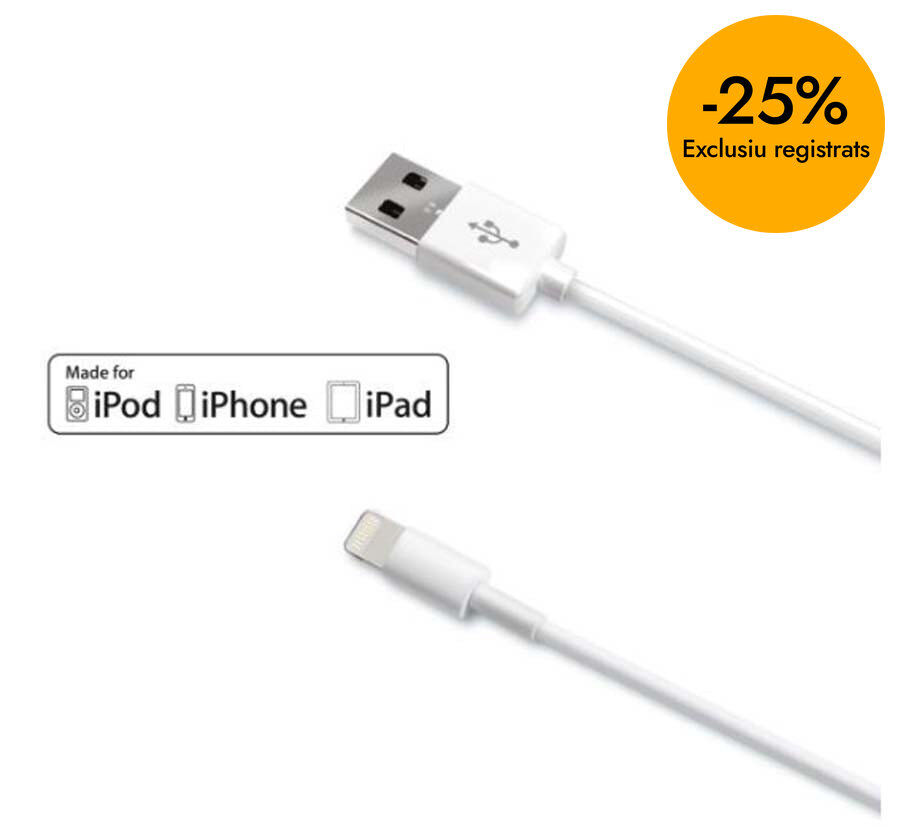 Cable Usb A&nbsp;Lightning&nbsp;1M Blanco&nbsp;Celly
