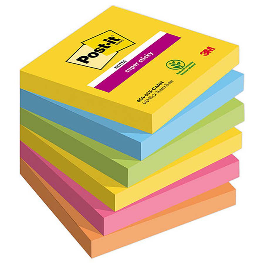 Bloc Post-it 76x76mm Carnival 4+2u