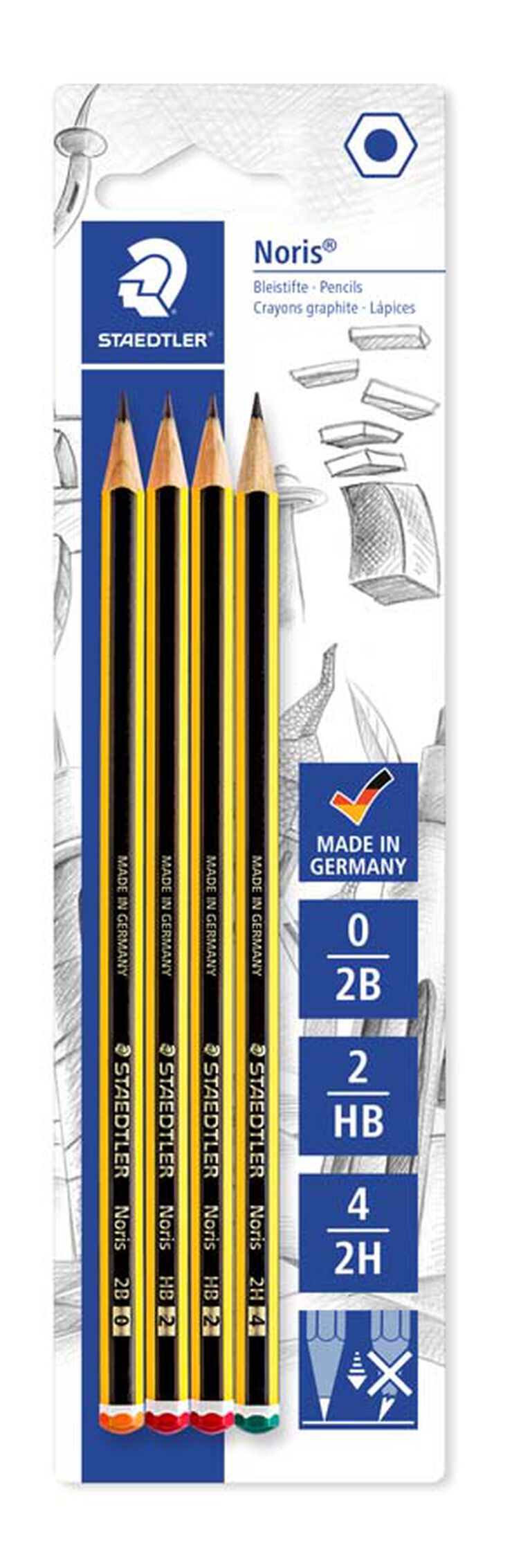 Llapis Staedtler Noris HB, 2B i H, 4 unitats Llapis Staedtler Noris HB, 2B i H, 4 unitats