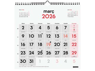 Calendario pared Finocam Números grandes 30X30 2026 catalán