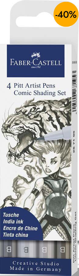 Rotuladores Pitt Artist Pen C&oacute;mic 4 tonos grises