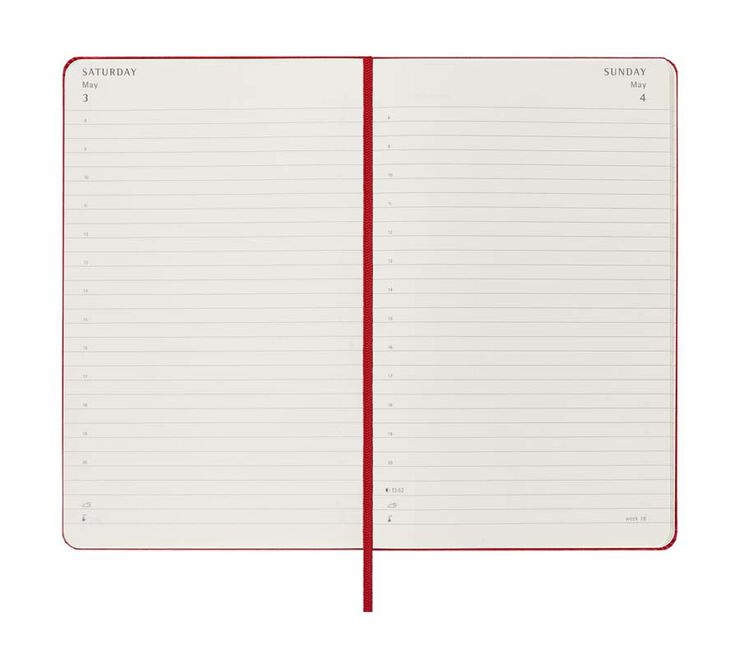 Agenda Moleskine 12m día/pág 2025 L rojo