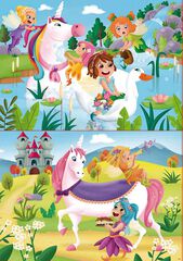 Puzle 2x20 piezas Unicornios y hadas