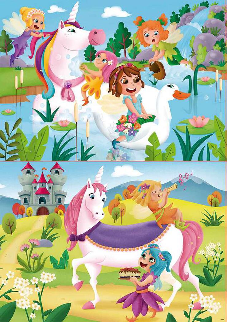 Puzle 2x20 piezas Unicornios y hadas