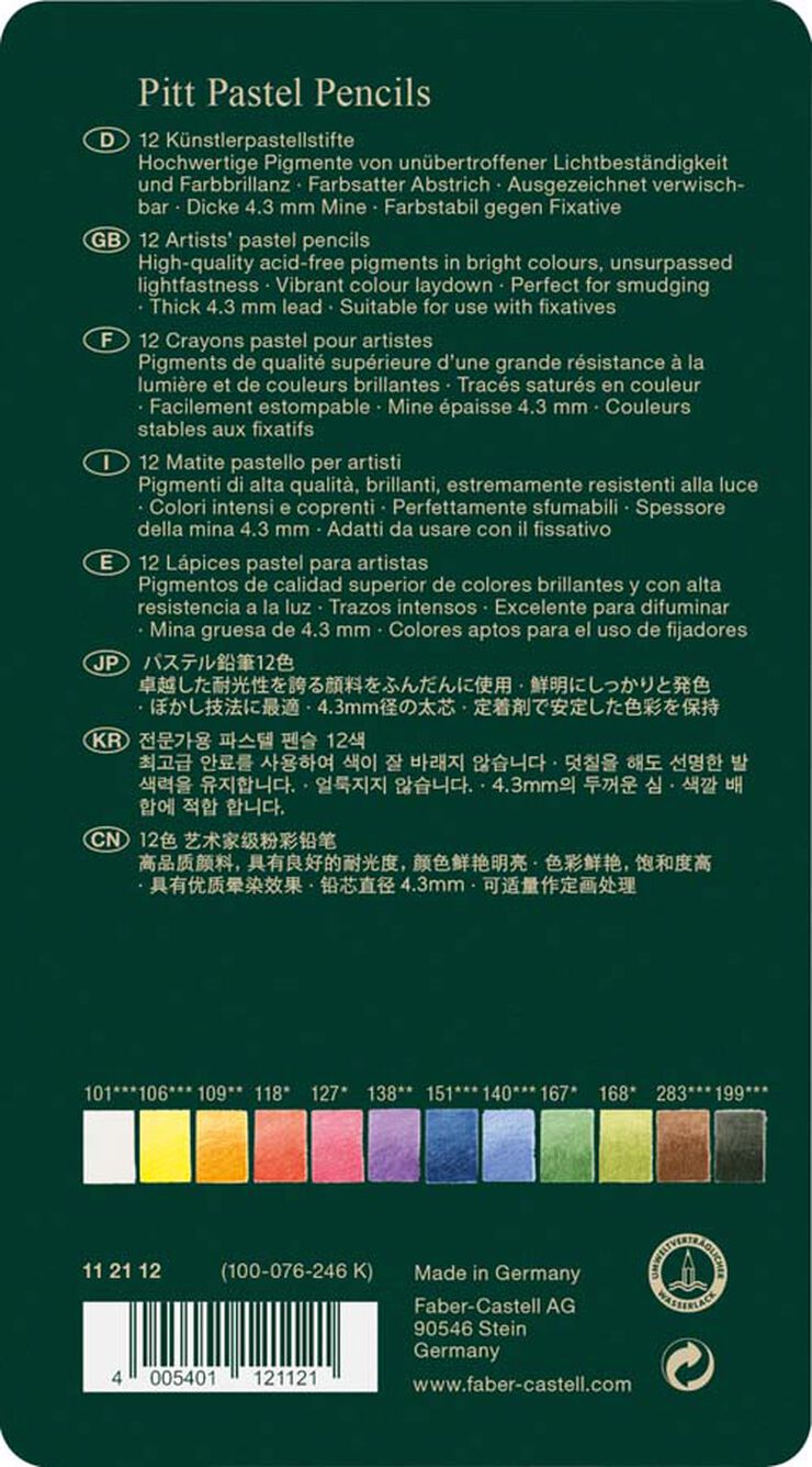 Lápiz Faber-Castell pastel 12 colores estuche metal