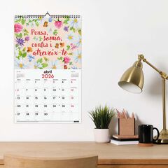Calendario pared Finocam espiral 25x40 2026 Frases catalán