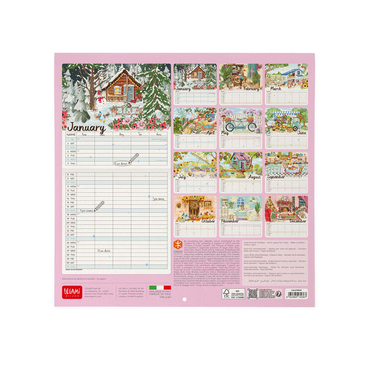 Calendario Legami 30x29 Pared Home Sweet Multiling&uuml;e 2027