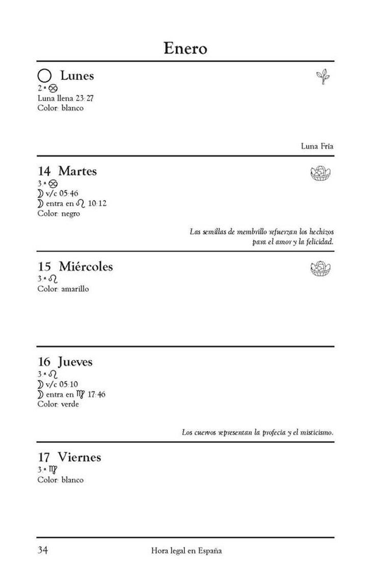 Agenda de Las Brujas sem/vista castellano 2025