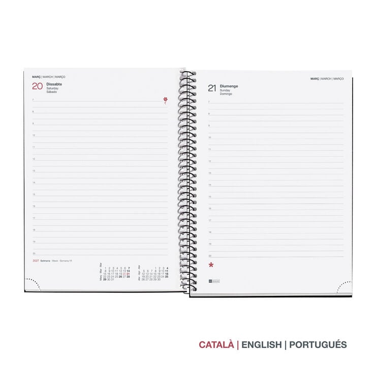 Agenda Miquelrius Espiral Plus D&iacute;a P&aacute;gina Catal&aacute;n 2027 City Marino