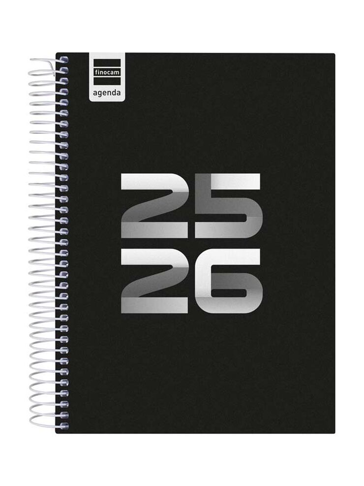 Agenda Finocam escolar Cool 1/4 día/pág cat 2025-26 negro