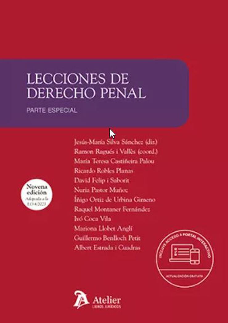 Lecciones de derecho penal. Parte especial. 9&ordf; edici&oacute;n