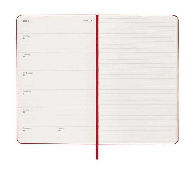 Agenda Moleskine 12m setm/vista 2025 L vermell