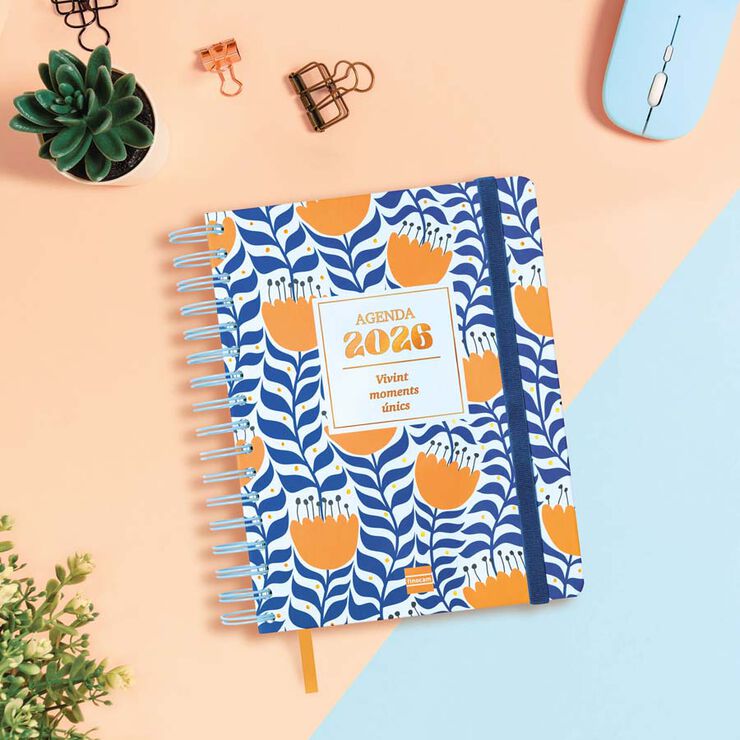 Agenda Finocam 16 meses Vitae 1/4 sem/vista cat 2025-26 azul