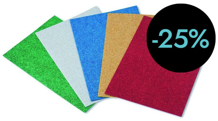 Làmina goma Eva amb purpurina Faibo 5u colors