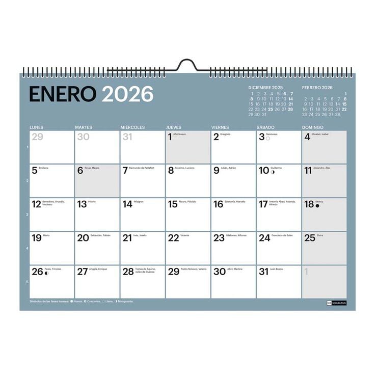 Calendari Miquelrius paret A4 2026 castellà Chromat