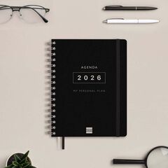 Agenda Finocam 16 mesos Tempus 1/4 setm/vista vertical cas 2025-26 negre
